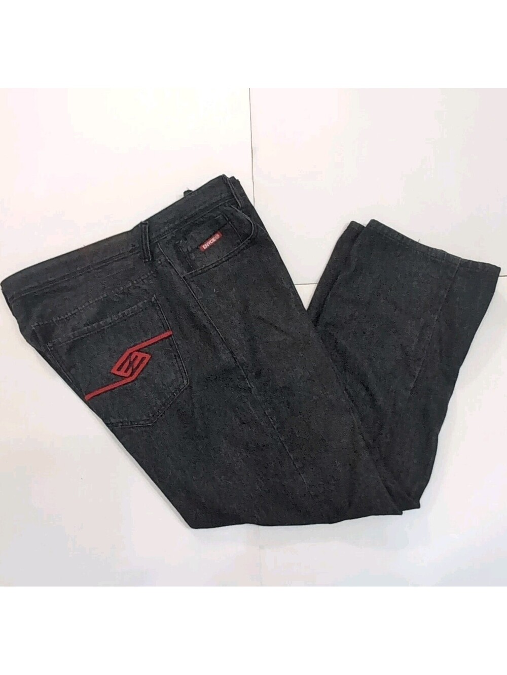 Y2K Enyce Jeans Black Mens 44x30 Baggy Wide Leg Street Hip Hop Back Pocket Logo